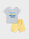 Crew Neck Short Sleeve Printed Baby Boy T-Shirt and Shorts 2-Piece Set